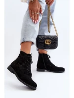 Dámské botky s vzorem černé S.Barski HY66-136 Dámské botky s vzorem černé S.Barski HY66-136