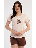 Dámské pyžamo šortky Méďa Coffee Dámské pyžamo šortky Méďa Coffee