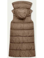 Béžovo-grafitová dlouhá dámská oboustranná vesta (B8248-12) Béžovo-grafitová dlouhá dámská oboustranná vesta (B8248-12)