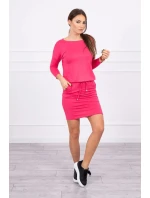 Viskózové šaty vázané v pase fuchsiové barvy