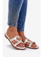 Zdobené Ploché Pantofle Dámské Bílé Adivrae