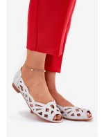 Vzorované baleríny s odkrytými prsty stříbrné Calgis