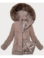 Dámská zimní bunda s kapucí  (B8300-48) béžová  - S'west