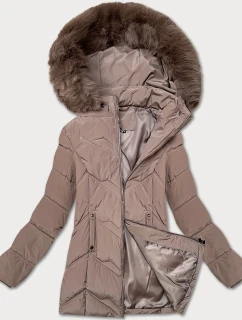 Dámská zimní bunda s kapucí (B8300-48) béžová - S'west