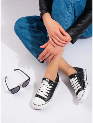 Trendy  tenisky černé dámské bez podpatku