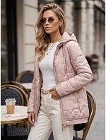 Dámská prošívaná bunda s kapucí, růžová, FashionStreet TY5804