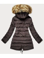 Tmavě modro-hnědá oboustranná dámská zimní bunda (w557) Tmavě modro-hnědá oboustranná dámská zimní bunda (w557)