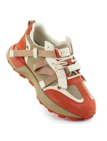 Dámské kožené tenisky béžové a oranžové Goe RR2N4064 Dámské kožené tenisky béžové a oranžové Goe RR2N4064