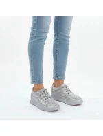 Dámské kožené polobotky na podpatku šedé Vinceza 79603