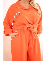 Dámský komplet Plus Size s košilí a širokými kalhotami pomerančová Dámský komplet Plus Size s košilí a širokými kalhotami pomerančová