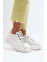 Dámské kožené tenisky na platformě GOE NN2N4033 Bílé