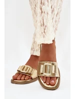 Dámské nazouváky na ploché podrážce s zlatým přezkou Melivra