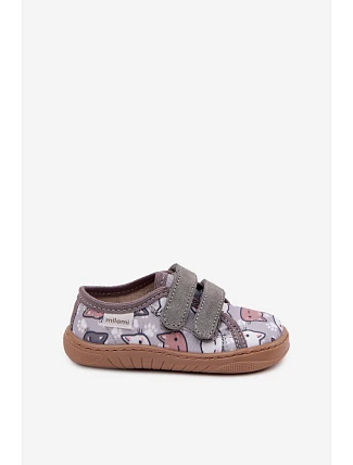 Dětské barefoot pantofle s kočkami Milami šedé Saphira