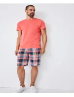 Pánské pyžamo 500001 378 korálové s kárem - Jockey Pánské pyžamo 500001 378 korálové s kárem - Jockey