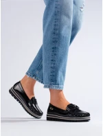 Zajímavé černé dámské  mokasíny platforma
