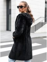 Dámský dlouhý kabát s kapucí MELBY černý FashionStreet NY0671