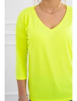 Halenka s výstřihem do V žlutá neonová Halenka s výstřihem do V žlutá neonová