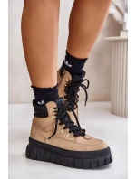 Dámské Zateplené Kotníkové Boty Na Platformě Hnědé Jelenia