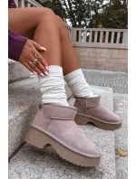 Dámské sněhule z přírodního semiše vyhřívané kožešinou Khaki Milora Dámské sněhule z přírodního semiše vyhřívané kožešinou Khaki Milora