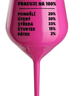 PRACUJI NA 100% - růžová nerozbitná sklenice na víno 470 ml