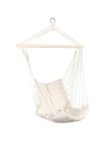 BRAZILSKÁ ZÁVĚSNÁ SEDAČKA HAMAK 100x50 cm PŘÍRODNÍ S VSTŘÍCNÝM PUSHEM BÍLÁ
