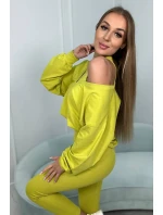 3-dílný set halenka + top + legíny kiwi