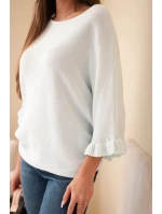 Dámský svetr typu netopýr s kulatým výstřihem mátový