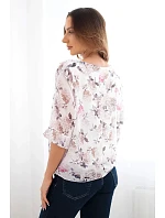 Dámská květinová halenka se zavazováním dole camelová Dámská květinová halenka se zavazováním dole camelová