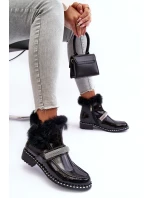 Boty Na Plochém Podpatku A Platformě Sztyblety Černé Linestta