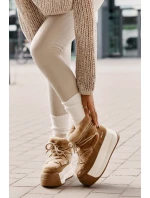 Kožené Dámské Sněhule Na Silné Podešvi S Kožešinou Big Star OO274A207 Hnědé