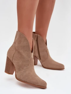 Dámské kotníkové boty na podpatku z ekokůže béžové Elvirae
