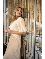 S400 Šaty s puff rukávy - krémové S400 Šaty s puff rukávy - krémové