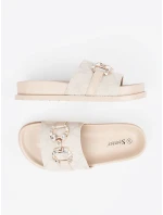 Jedinečné dámské  nazouváky Jasnobeżowy na plochém podpatku