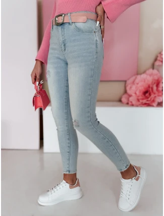 Dámské úzké džínové kalhoty s páskem SLIMIVI modré FashionStreet UY2423 Dámské úzké džínové kalhoty s páskem SLIMIVI modré FashionStreet UY2423