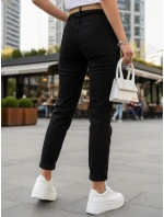 Dámské kalhoty mom fit s páskem černé FashionStreet UY2873