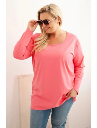 Dámská blůza Plus Size s lodičkovým výstřihem růžová Dámská blůza Plus Size s lodičkovým výstřihem růžová