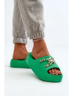 Dámské lehké pěnové žabky s ozdobami zelené Orchia