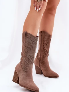 Prodyšné Cowboy Boty Na Podpatku S.Barski HY51-606 Hnědé