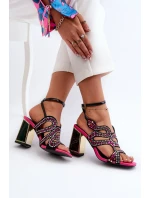 Zdobené dámské sandály na vysokém podpatku D&A Black Zdobené dámské sandály na vysokém podpatku D&A Black