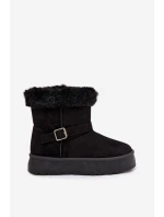 Dámské sněhule na platformě s přezkou a kožíškem Jesella – černé
