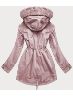 Pudrově růžová dámská bunda parka pro přechodné období (w806) Pudrově růžová dámská bunda parka pro přechodné období (w806)