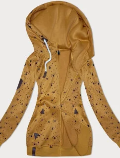 Žlutá dámská rozepínací mikina se vzorem hvězdiček (2313)