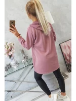 Mikina s delšími zády a kapucí tmavě růžová
