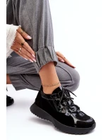 Kožené lakované dámské sportovní boty M01/2 Zazoo Černé