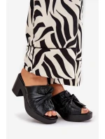 Dámské Sandály Na Podpatku Z Eko Kůže Černé Kikilla