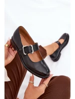 Kožené dámské polobotky s přezkou Laura 2980 Černé