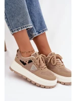 Zateplené dámské tenisky na platformě béžové Florinda
