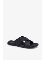 Pánské kožené pantofle s přezkou Big Star – černé