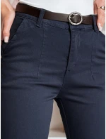 Dámské kalhoty slim fit s páskem TAIRONIK navy blue FashionStreet UY2542