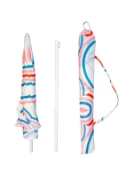 PLÁŽOVÝ A ZAHRADNÍ SLUNEČNÍK 160 CM PRUHOVANÝ MODRÝ A RŮŽOVÝ